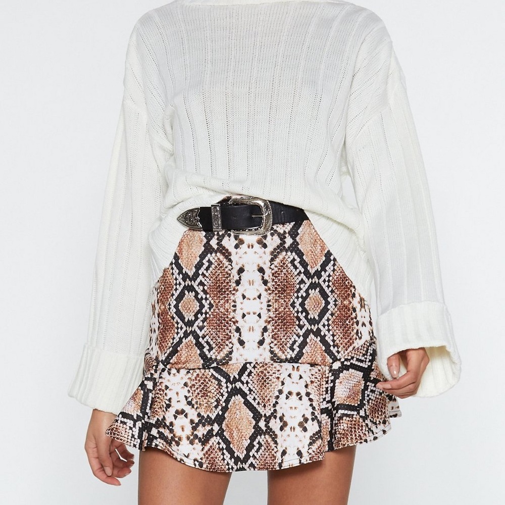Nasty Gal Flip It Snake Skirt Brown